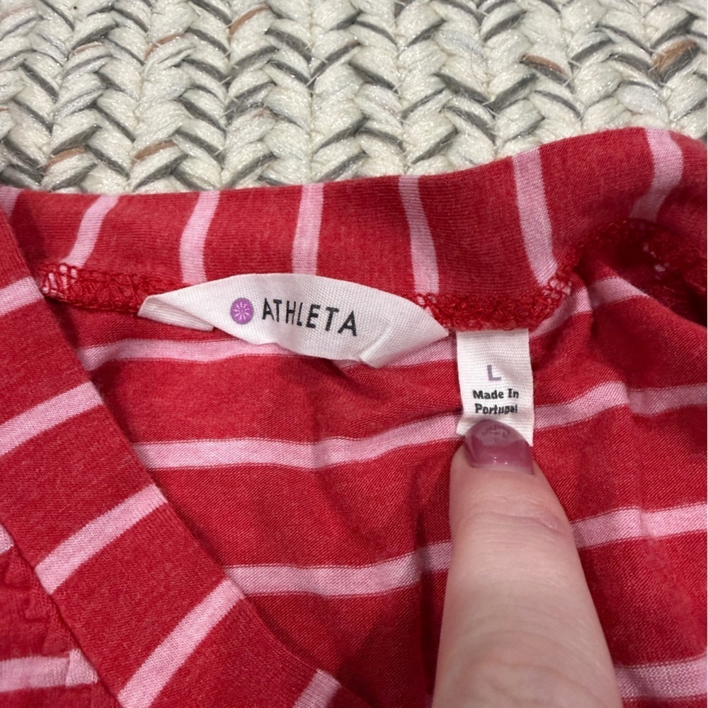 Athleta Red and White Dusty Shark Bite Striped Maxi Dress - Picture 5 of 9